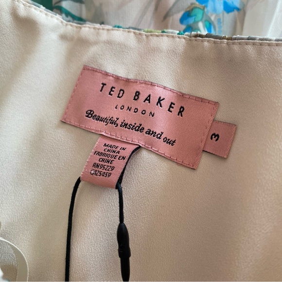 TED BAKER Chiffon Strapless or Strap Full Length Dress NWT Sz 3 Sz 8 US - Picture 4 of 9